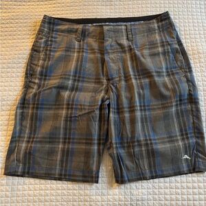 Tommy Bahama Gray and Blue Plaid Men Shorts